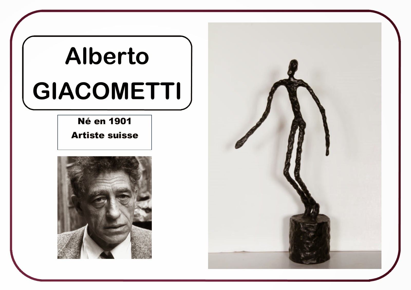 Portrait artiste Giacometti en MS