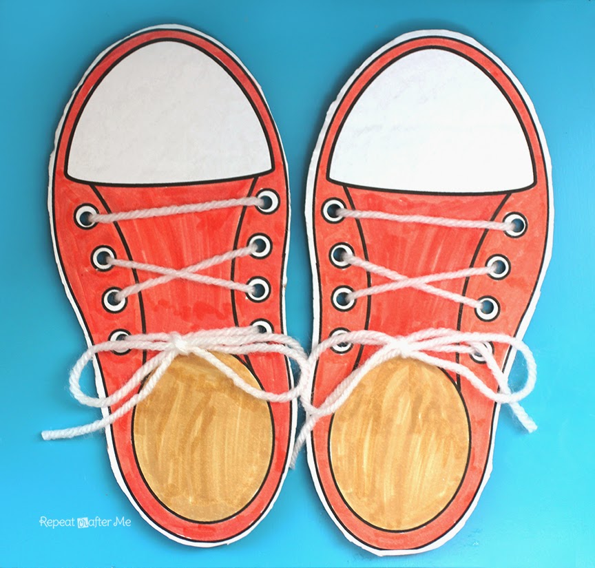 Learning to Lace and Tie Your Shoe Craft - Repeat Crafter Me