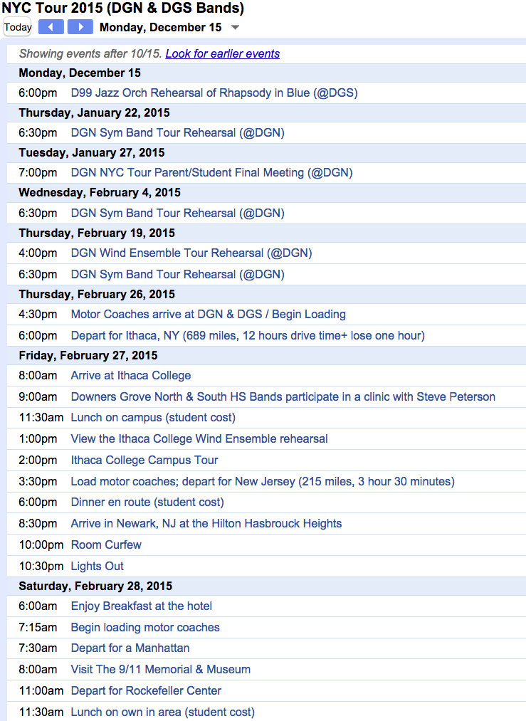 DGN Band Tour NYC 2015 RealTime Tour Itinerary Now Available as a