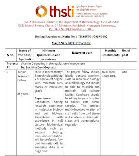 THSTI JRF Recruitment Notification 2019-20 – Previous Papers