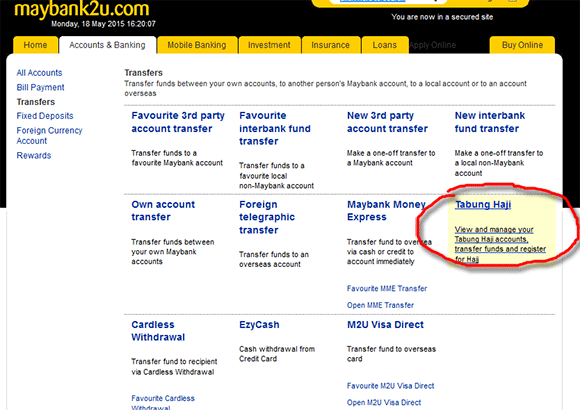 step by step semak baki tabung haji di maybank2u