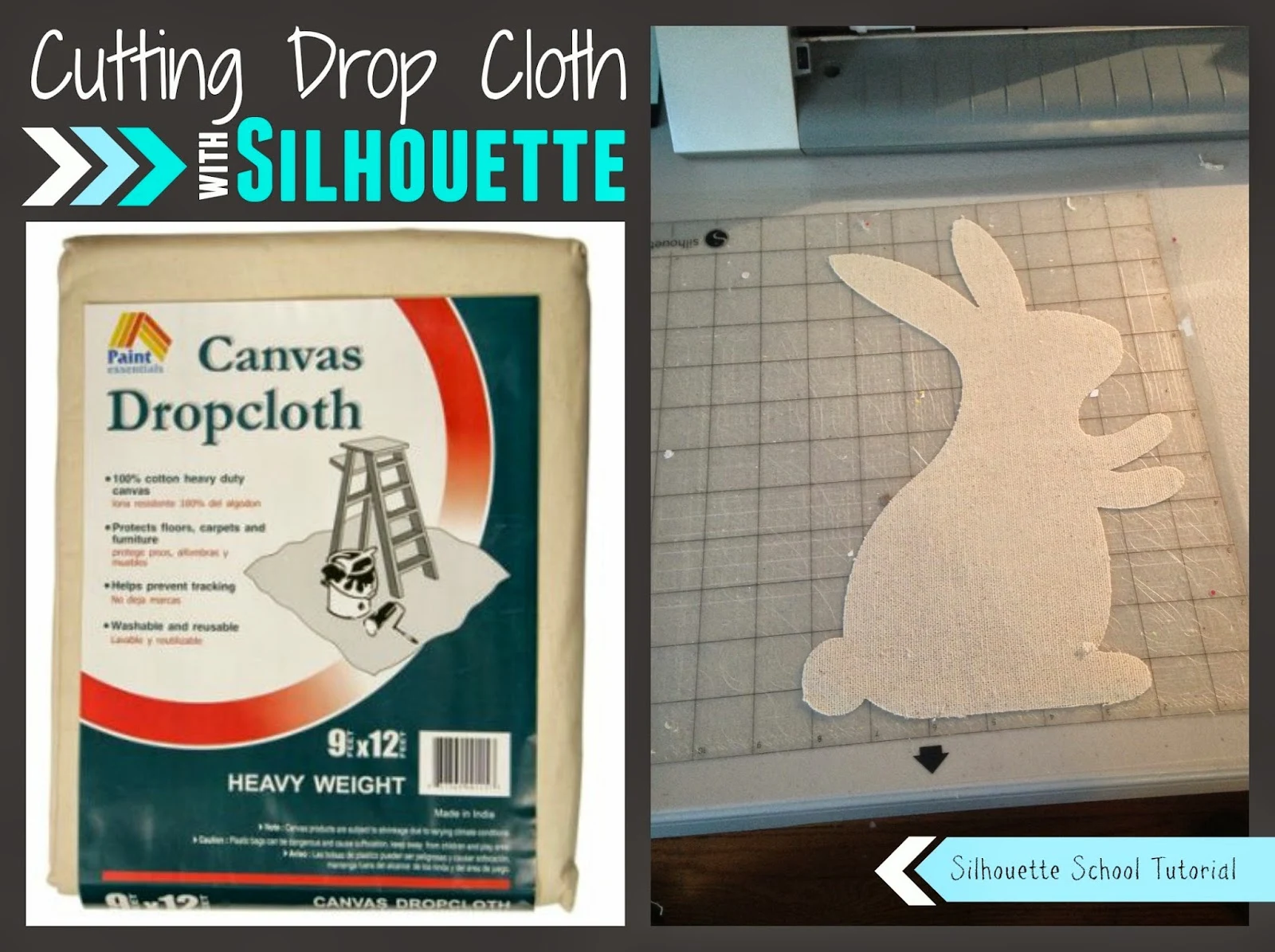 Silhouette Cameo, cut drop cloth, Silhouette tutorial