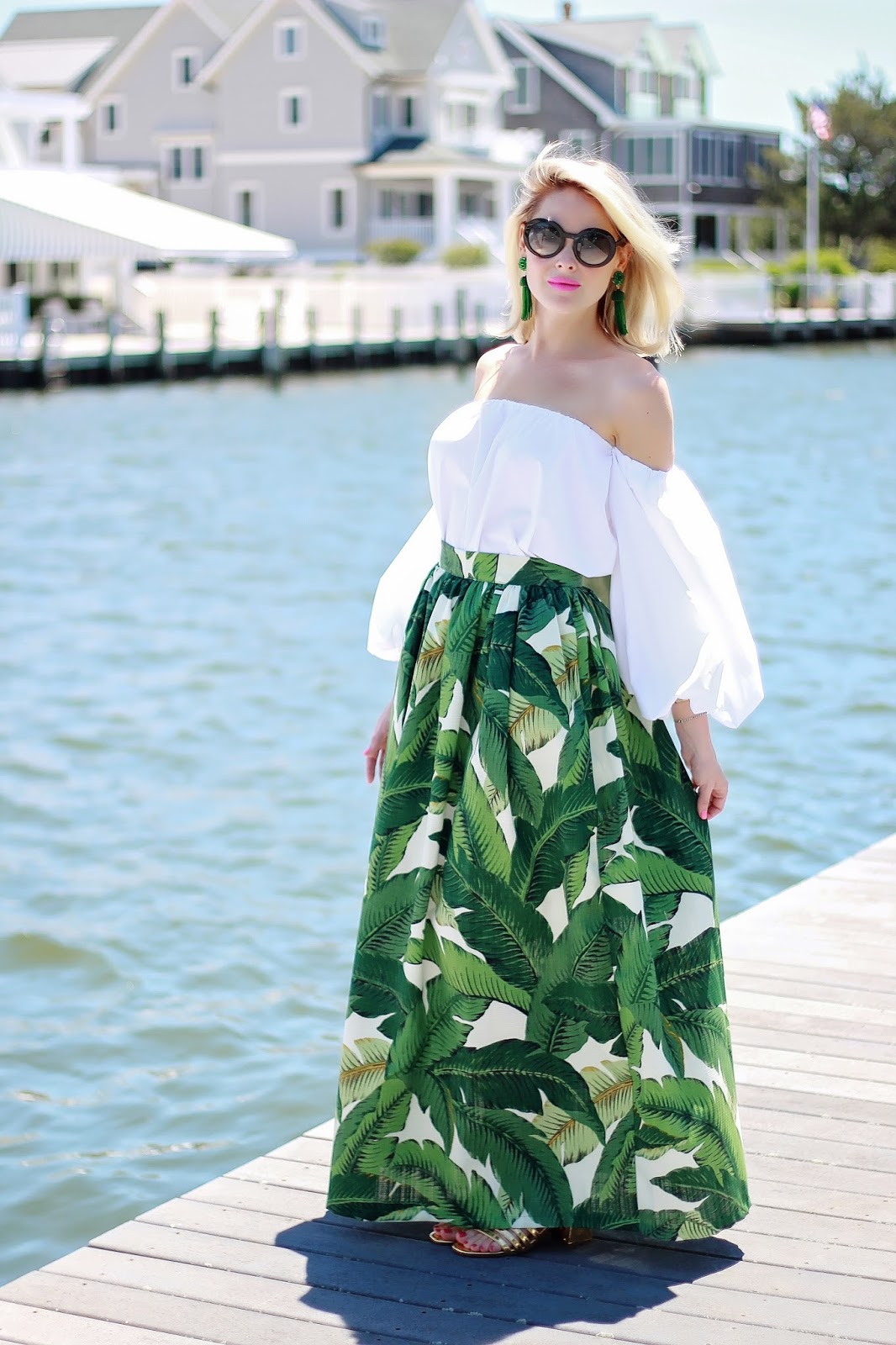 Teggy French: PALM FROND LONG PARTY SKIRT