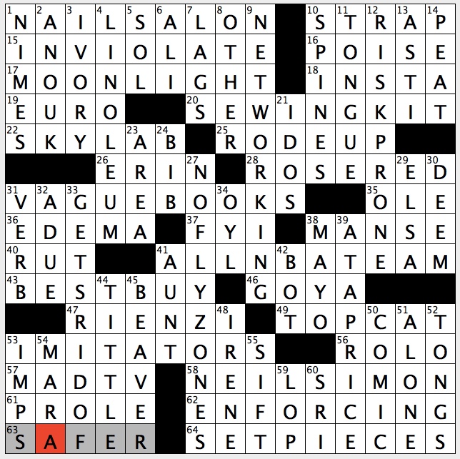 Rex Parker Does the NYT Crossword Puzzle: Title Roman tribune of early  Wagner opera / FRI 7-7-17 / European textile city that gave us word denim /  Thimble Theatre surname / Actress