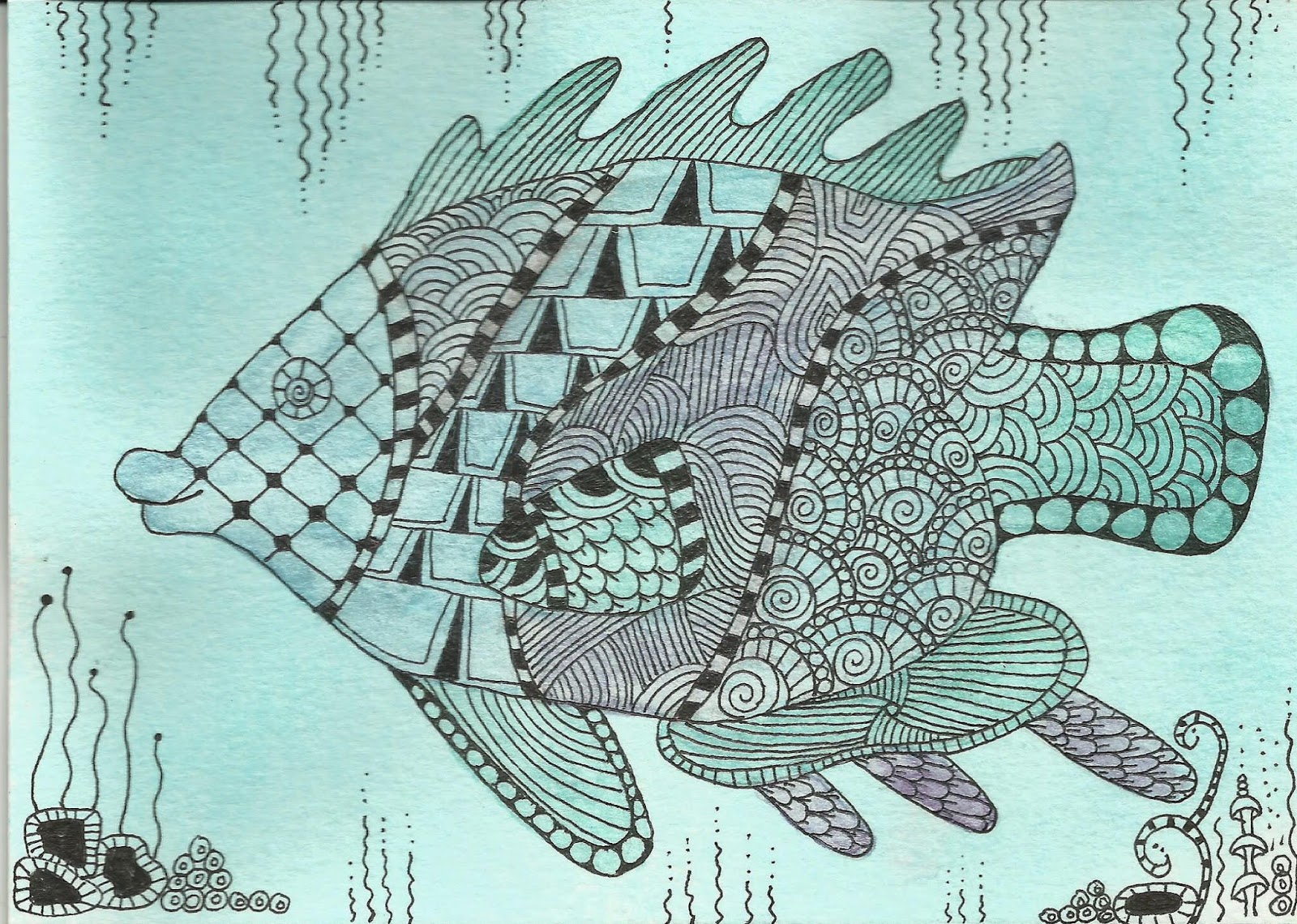 Fish Zentangle Example Zentangle Fish Drawings at Lloyd Sutton blog