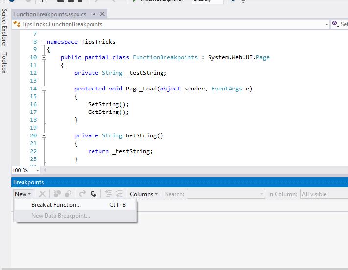 .netfreak: Function breakpoints in Visual Studio