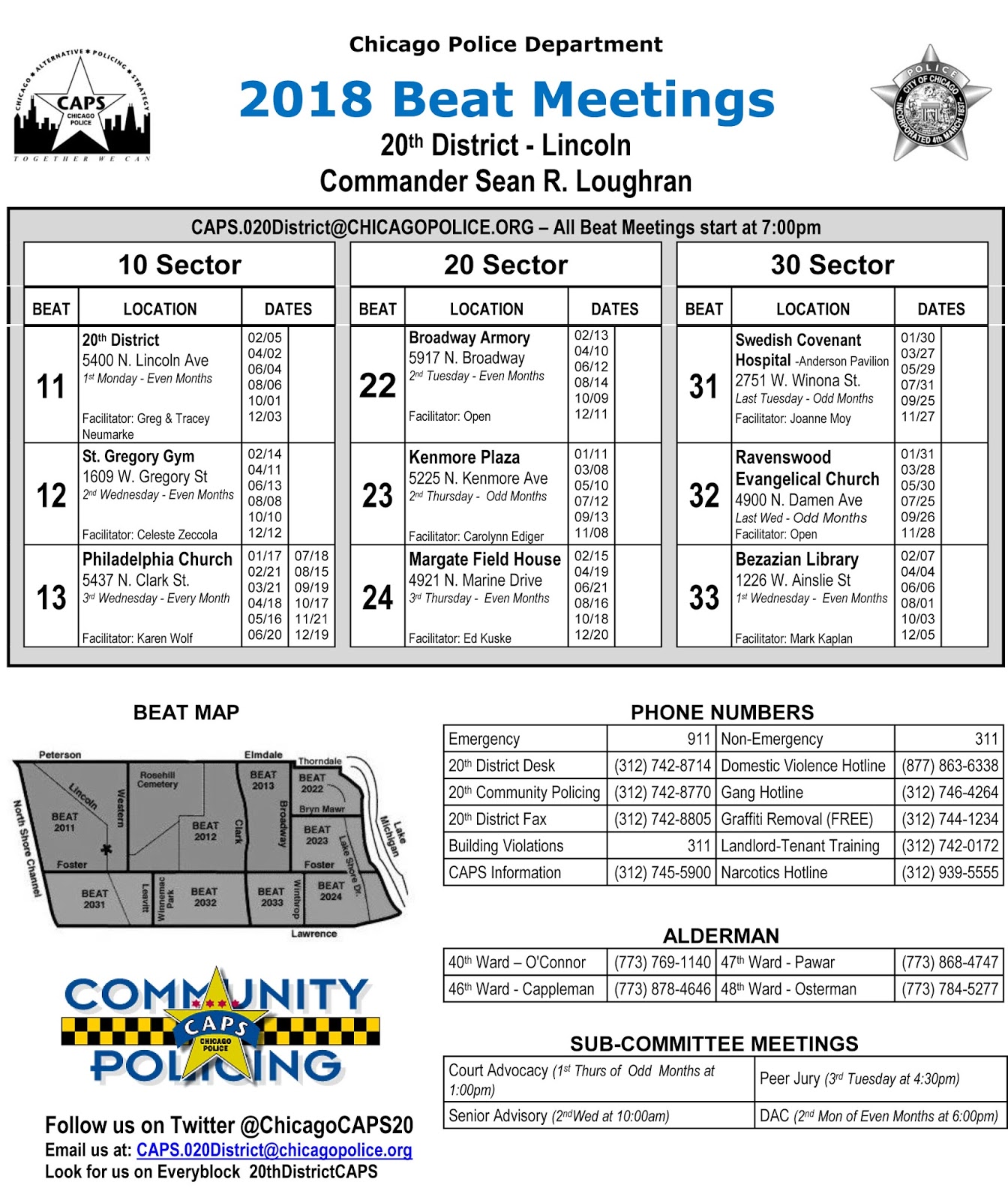 Uptown Update CAPS Beat Meetings Schedules For 2018