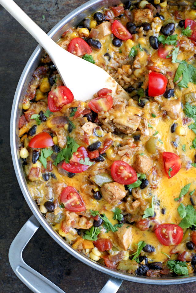 Mexican Chicken and Rice Skillet Casserole | The Two Bite Club