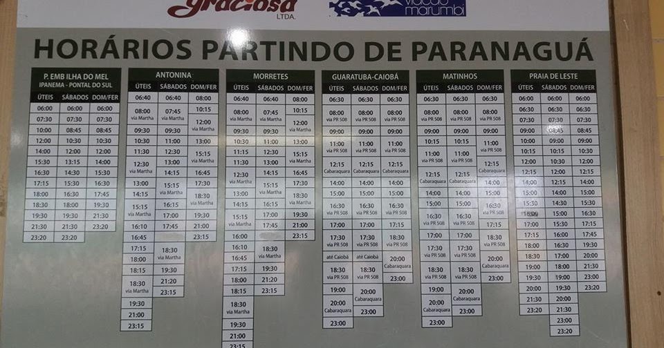 HORÁRIO PARTINDO DE PARANAGUÁ - GRACIOSA