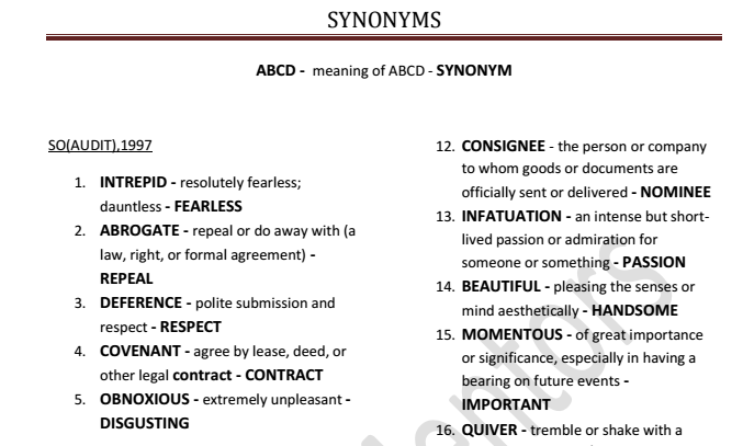 humane forbedre Byg op Compilation of all Synonyms asked in SSC from 1997 till date in pdf -  QMaths: SSC CGL 2020 | RRB NTPC Group D, ALP | SBI / IBPS BANK PO/Clerk 