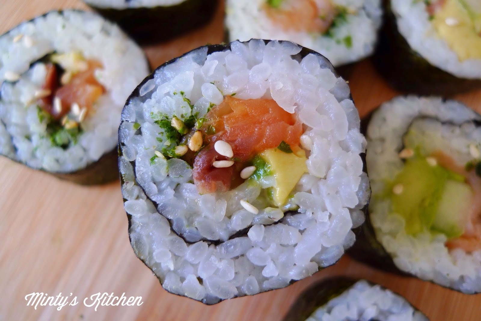 Minty's Kitchen Smoked Salmon, Avocado & Cucumber Sushi