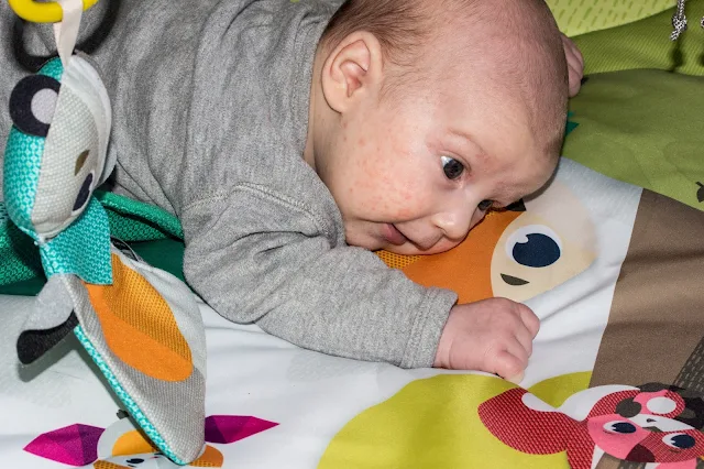 Tummy Time on the washable play mat