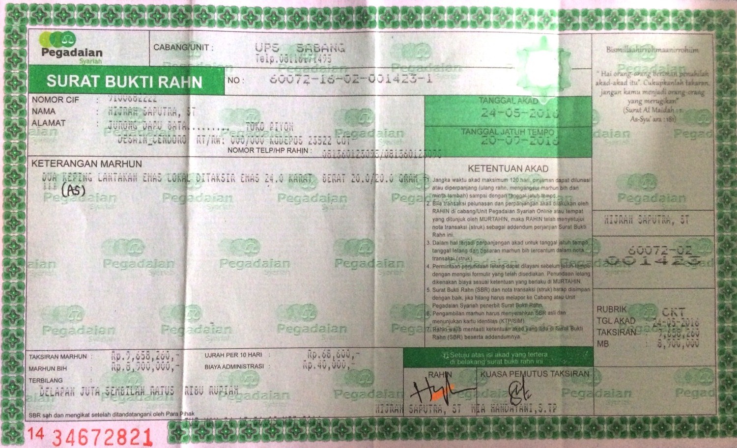 Contoh Surat Emas - Contoh Surat