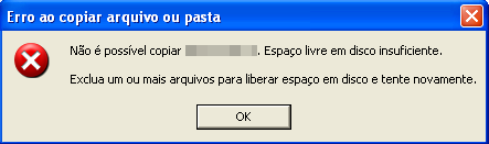 Erro de disco (pendrive) cheio no Windows XP
