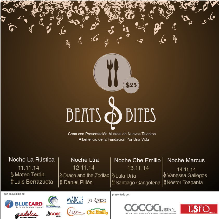 Evento benéfico "Beats & Bites"; del 11 al 14 de noviembre en Restaurante Marcus.