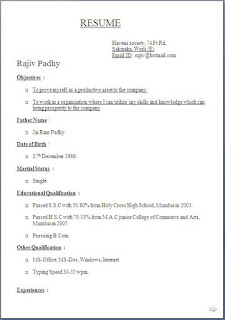 Resume Form Download
