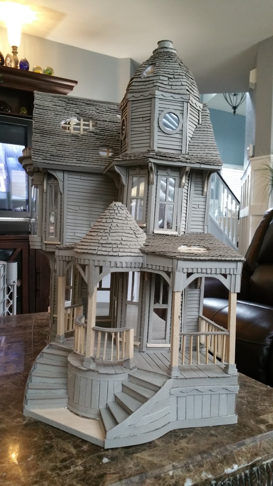 Greggs Miniature Imaginations Haunted Mansion made out of Cardboard