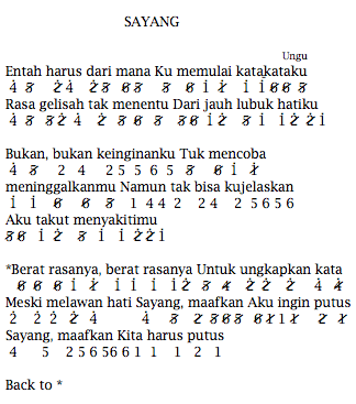Lirik Lagu Ungu Sayang