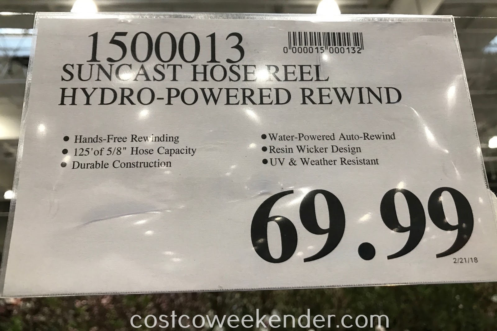 Suncast AquaWinder Auto Rewind Hose Reel Costco Weekender