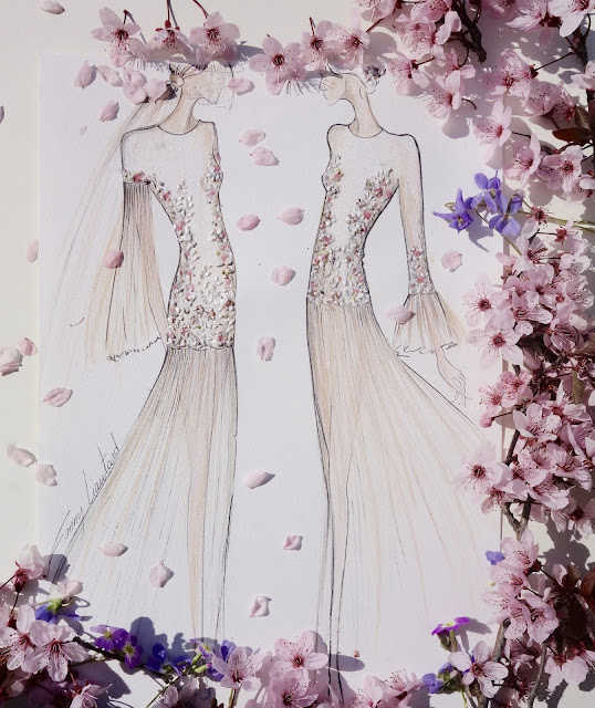 dessin de la nouvelle collection de robe de mariée Fanny Liautard créateur robe de mariée dessin collection Fanny Liautard