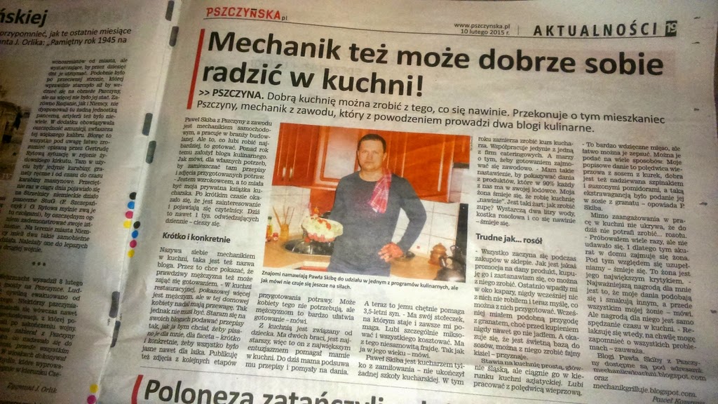 Gazeta Pszczyńska artykuł pasja gotowanie mechanik w kuchni z Pszczyny