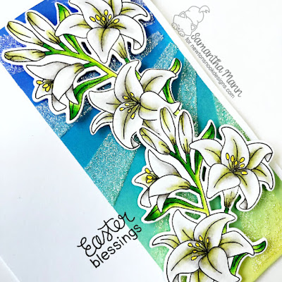 Easter Blessings Card by Samantha Mann for Newton's Nook Designs, Cards, Easter, Distress Oxide Inks, Ink Blending, Spring, Lilies, #newtonsnook #easter #eastercard #cards #inkblending #lilies