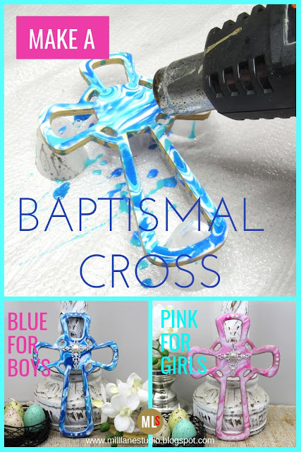 Marbled Resin Baptismal Cross for boys or girls inspiration sheet