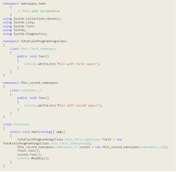 GNIITSolution: C# NAMESPACES ~ mkniit