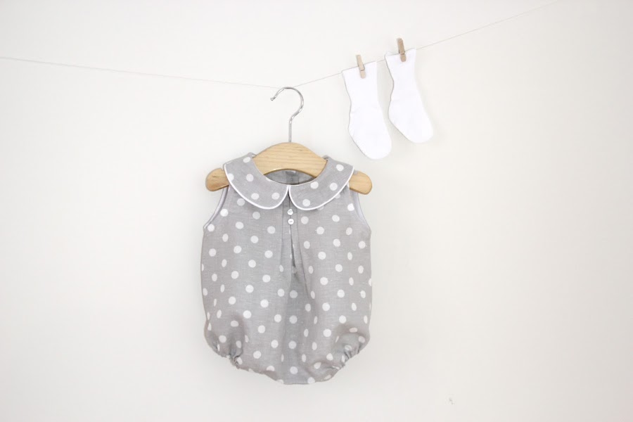 Tutorial y patrones ropa para bebe: Pelele o ranita de lunares para bebe DIY. Blog costura y blog diy