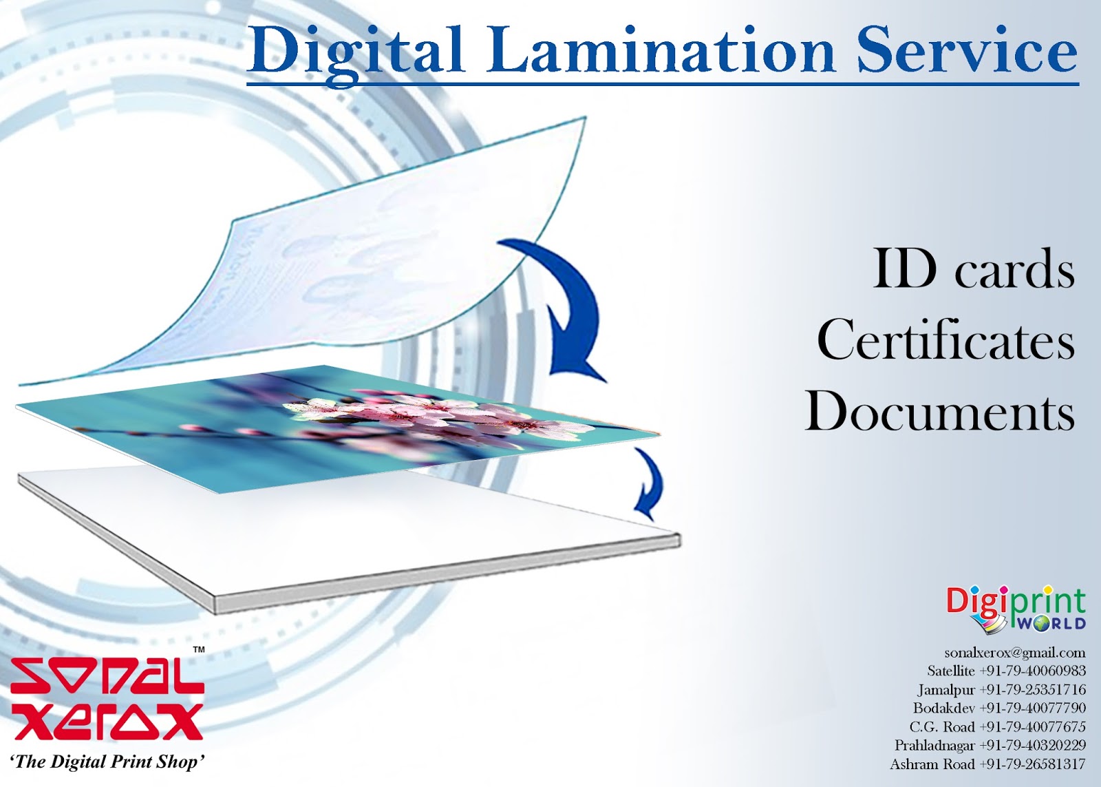 Digital Lamination Service at Sonal Xerox