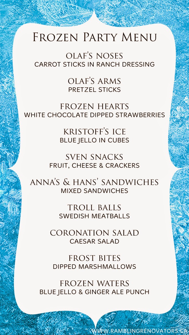 disney frozen birthday party menu food suggestions ideas