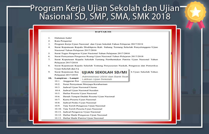 Program Kerja Ujian Sekolah dan Ujian Nasional SD, SMP, SMA, SMK 2018 Program Kerja Sekolah
