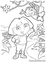 Gambar Petualangan Dora Untuk Diwarnai