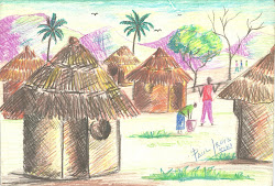 village composition scene imaginative paintings colour pastel pencil water medium paul a4