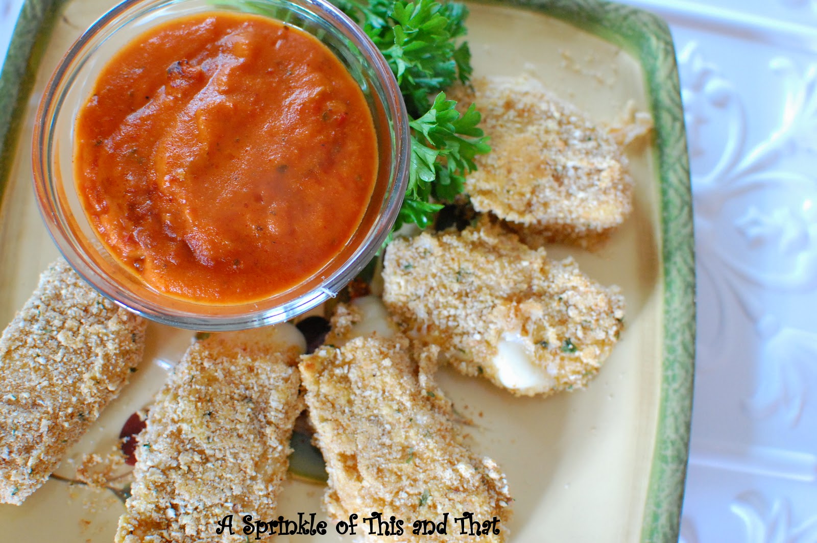 A Sprinkle of This and That Baked Mozzarella Cheese Sticks