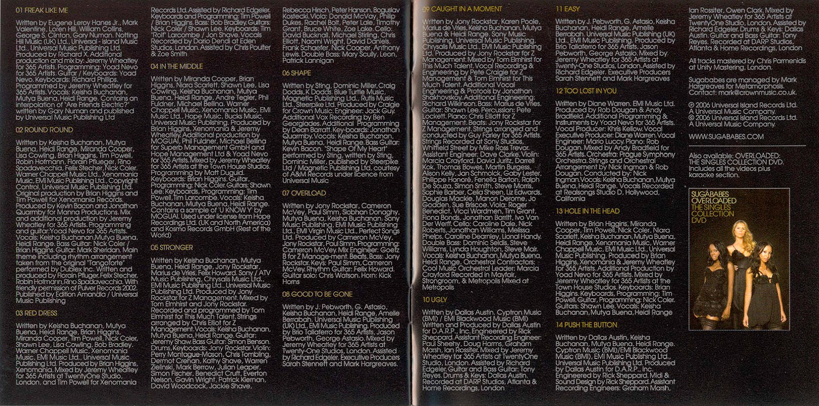 Encarte Sugababes Overloaded The Singles Collection Encartes Pop