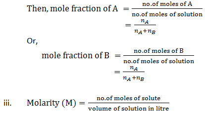 MOLE FRACTION AND MOLARITY