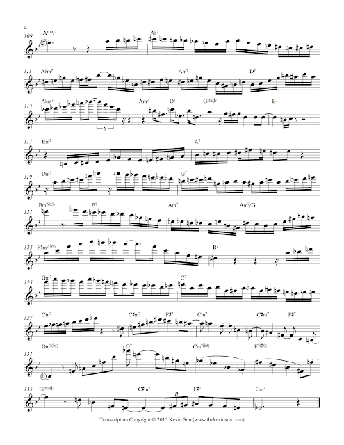 Mark Turner Solo Transcription "Along Came Betty" (Bb) by Kevin Sun, The Jazz Gallery, 2013 – Page 4