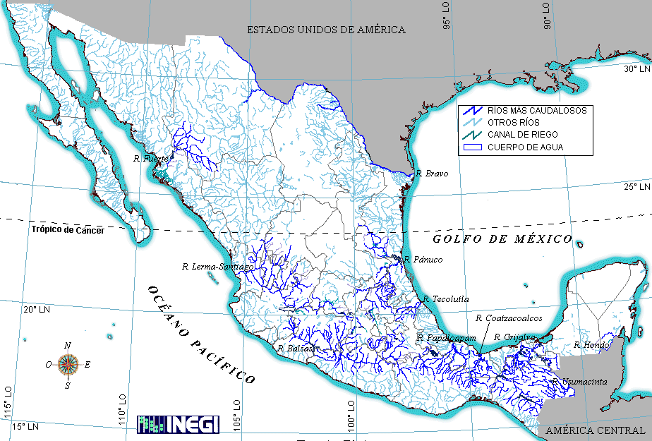 México Mapa de Ríos
