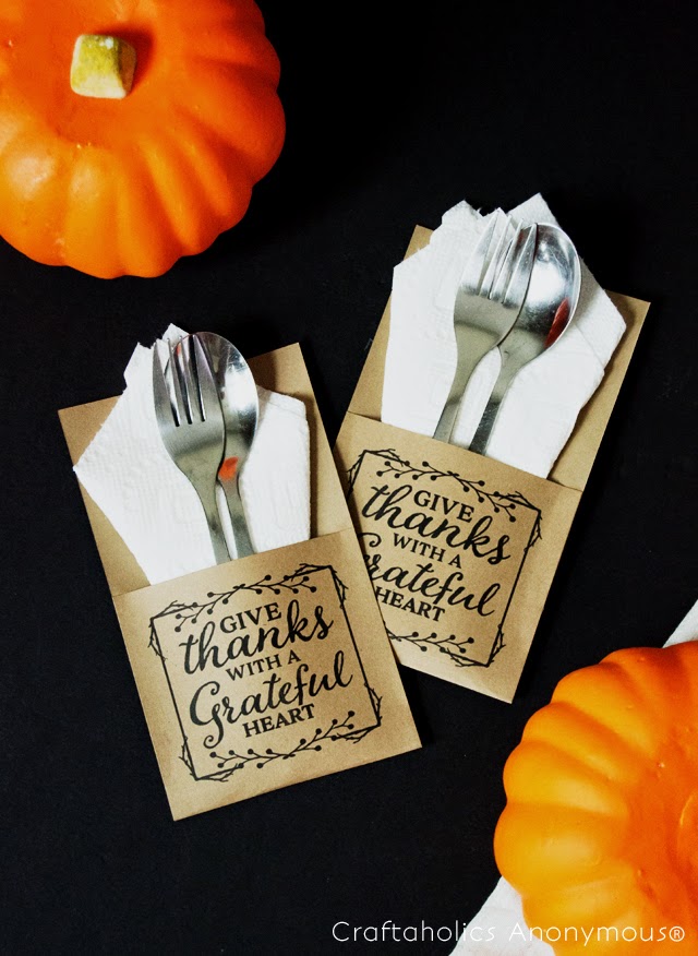 Creative Party Ideas by Cheryl Thanksgiving Silverware Holder Free