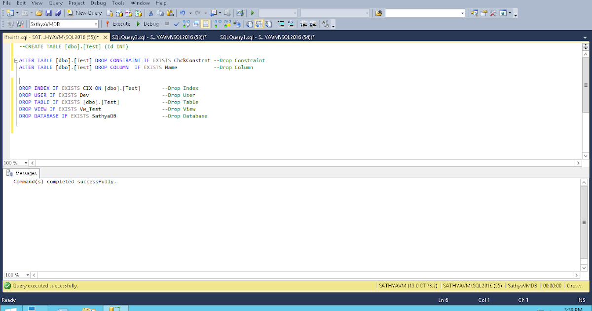 All about SQLServer: SQL Server 2016 - Drop Objects IF EXISTS