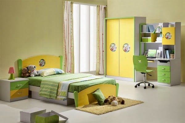 Child&#8217;s bedroom in green apple