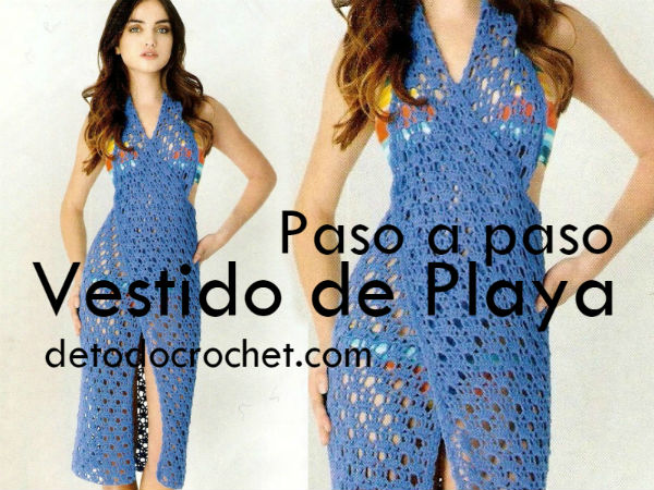 Vestido Cruzado Playa a Crochet Moldes, patrones y a paso