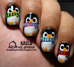 nail penguins penguin christmas nails scarves