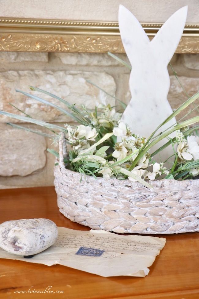 Usher in spring with white bunny arrangement