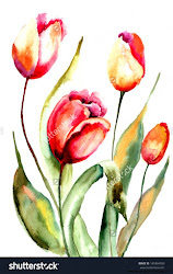 watercolor tulips painting flowers