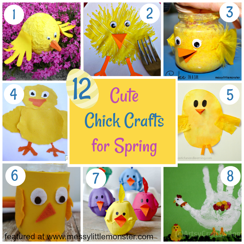 12 cute chick crafts for Spring. Easy kids craft ideas for Easter or Spring themed projects. Activities for toddlers, preschoolers and older children.