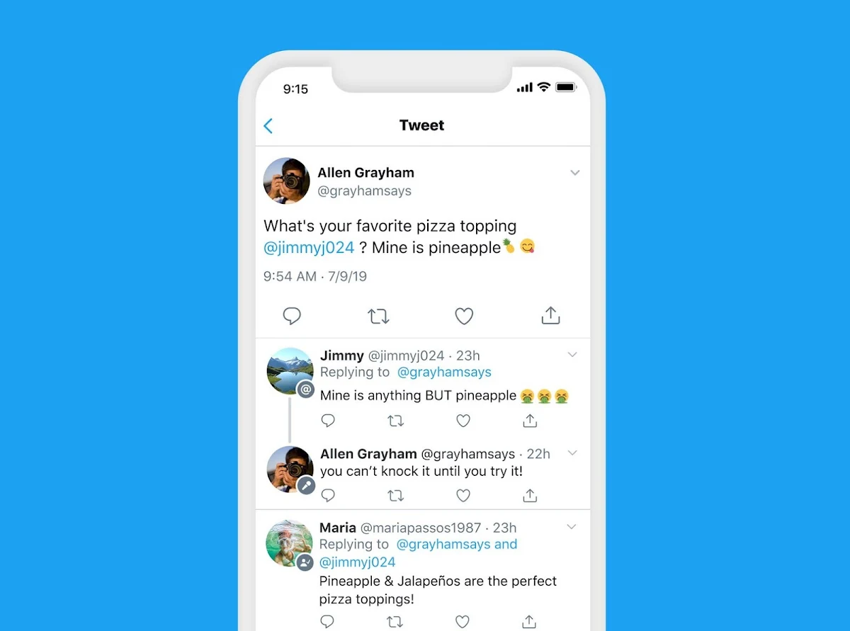 Twitter tests small profile icons instead of text labels that show up in replies