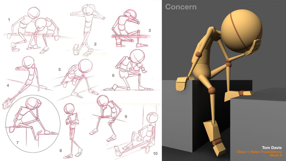 Artwork by Tom Davis: Animation Mentor Stu Poses