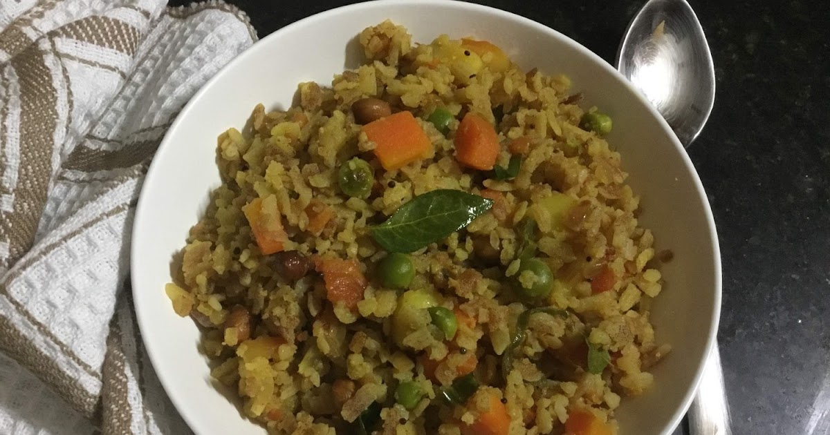 Vegetable Aval (Poha) Upma Rice flakes upma with vegetables